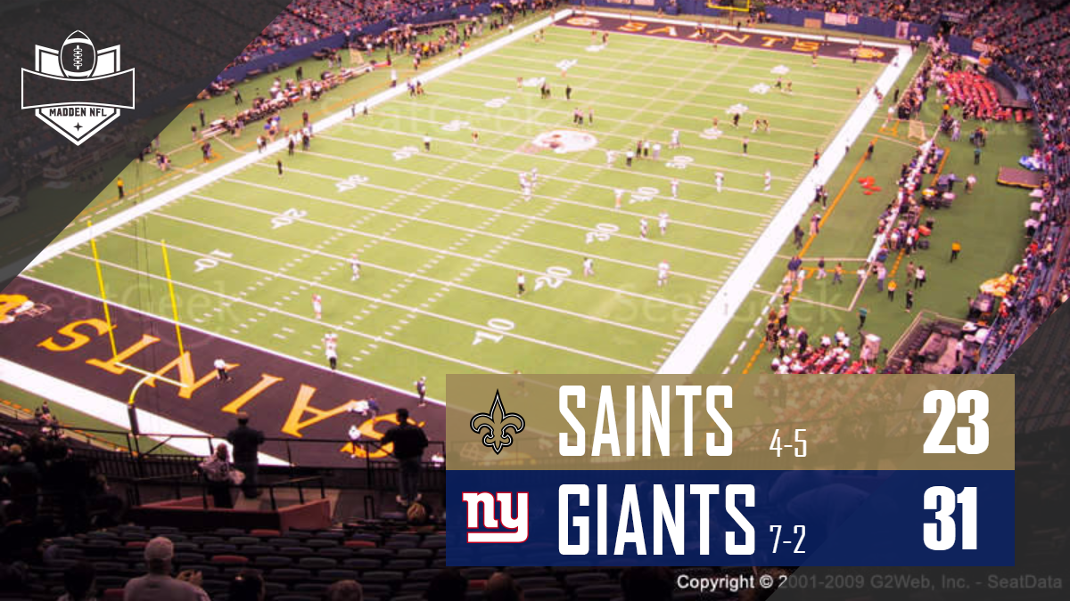 DML_ScoreCenter's tweet photo. @DML_Saints can't pull it out at home as they fall to the @DML_Giants 31-23. https://t.co/aOrP4nyhHX
