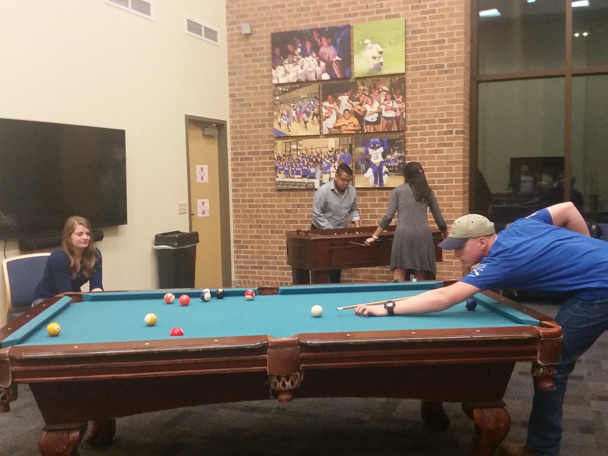 StMarysStuLife's tweet photo. This Billiards Tournament is intense but we are down to the last round! Foosball for the non-pool players! @StMarysU #RattlerLife #StMUpub https://t.co/SqJWLeOnb1