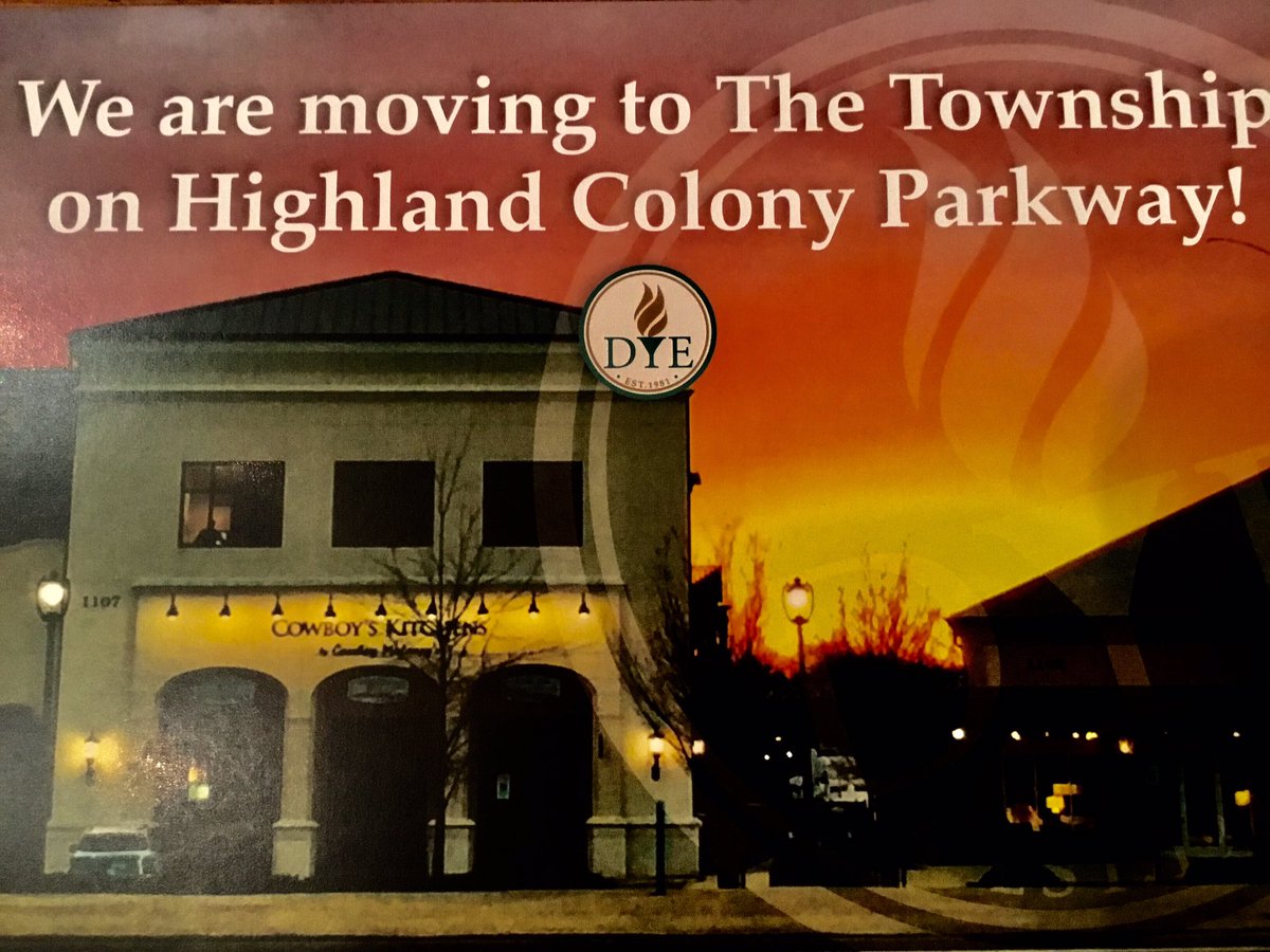 RGDye's tweet image. We are excited about our new location in The Township on Highland Colony Parkway!  
(Our offices are directly Cowboy Kitchen.)