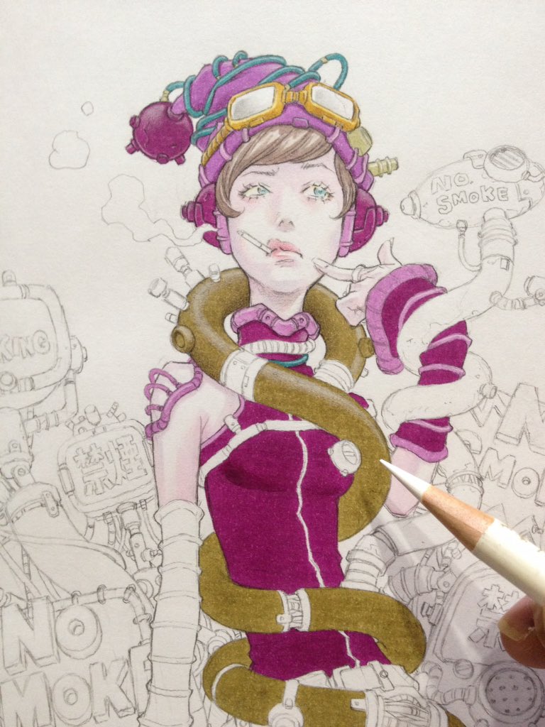 「またこんなタッチの絵を描く時間が欲しい。。 」|窪之内 Eisaku 英策のイラスト