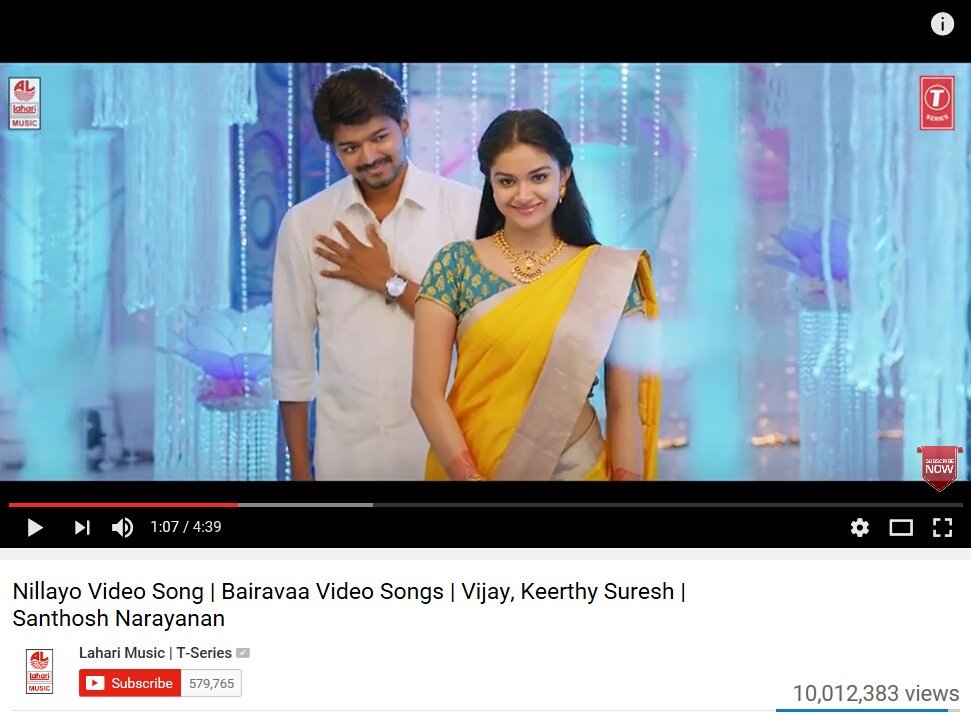 KeerthyFanClub's tweet photo. #NillayoHits1CrViews 
Congo 🎉🎉🎉
@KeerthyOfficial ❤ @actorvijay 😍 https://t.co/g9I4EBi5Lx