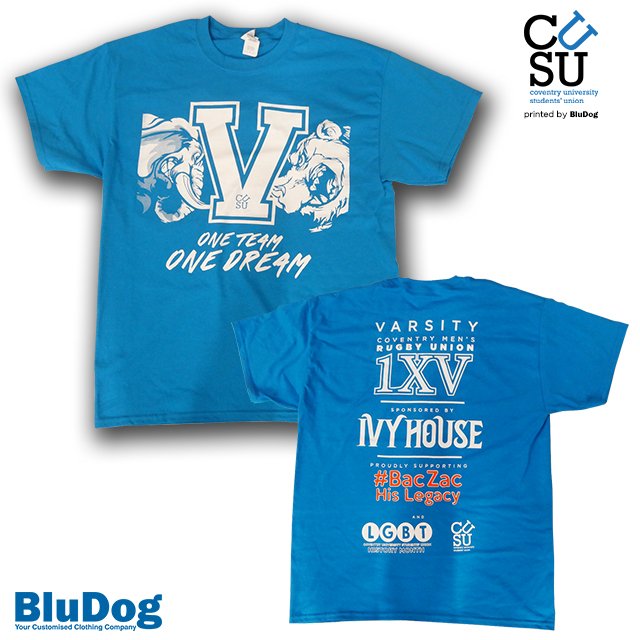 BluDogUK's tweet photo. Varsity t shirts printed for Coventry University! Have fun and enjoy the matches! Enquire now for a quote. #screenprint #tshirtprinting https://t.co/zCgmrd7ZpJ