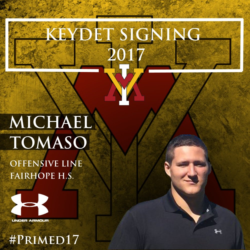 VMI_Football's tweet photo. Congrats to @MichaelTomaso1 for signing with the Keydets. #wearevmi #primed17 https://t.co/NY33P2JUBu