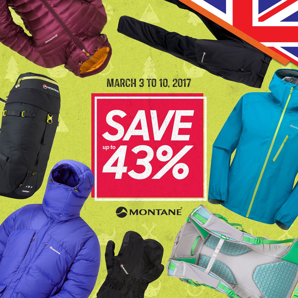 March Blowout Sale on Montane! Limited Quantities Available - SAVE UP TO 43% on all Montane! Visit: ow.ly/WOTz309wNXZ