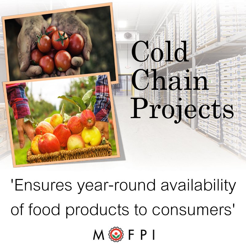 MOFPI_GOI's tweet photo. 1 of the major objectives of #ColdChain scheme is to make diff. types of #PerishableFood items available for consumers throughout the year. https://t.co/RTlvIIwztV