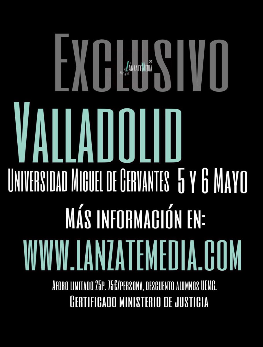 ¡Los días 5 y 6 de mayo nos vemos en Valladolid! Visita nuestra web para obtener más información e inscríbete lanzatemedia.com