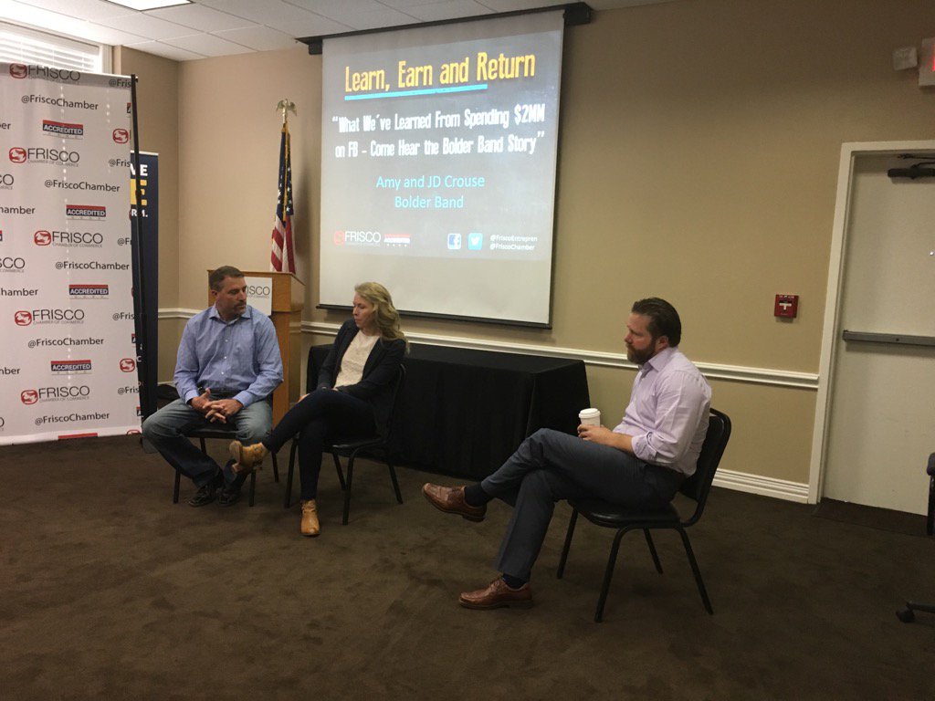FriscoChamber's tweet photo. JD and Amy Crouse of @BolderBand sharing their story with Frisco entrepreneurs this morning! https://t.co/Z9atBvL499