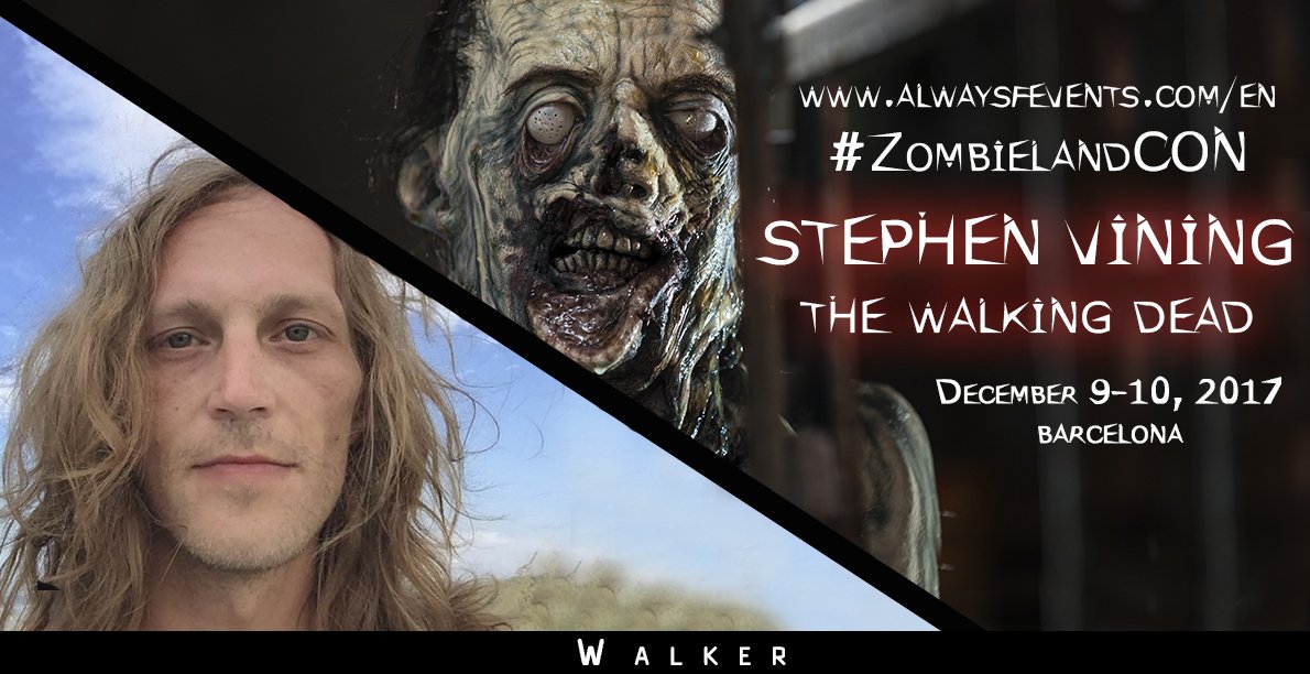 Tenemos el placer de anunciar a @SV_Ephelant (caminante famoso de #TWD) como invitado a #ZombielandCON en #Barcelona #TheWalkingDead #Zombie