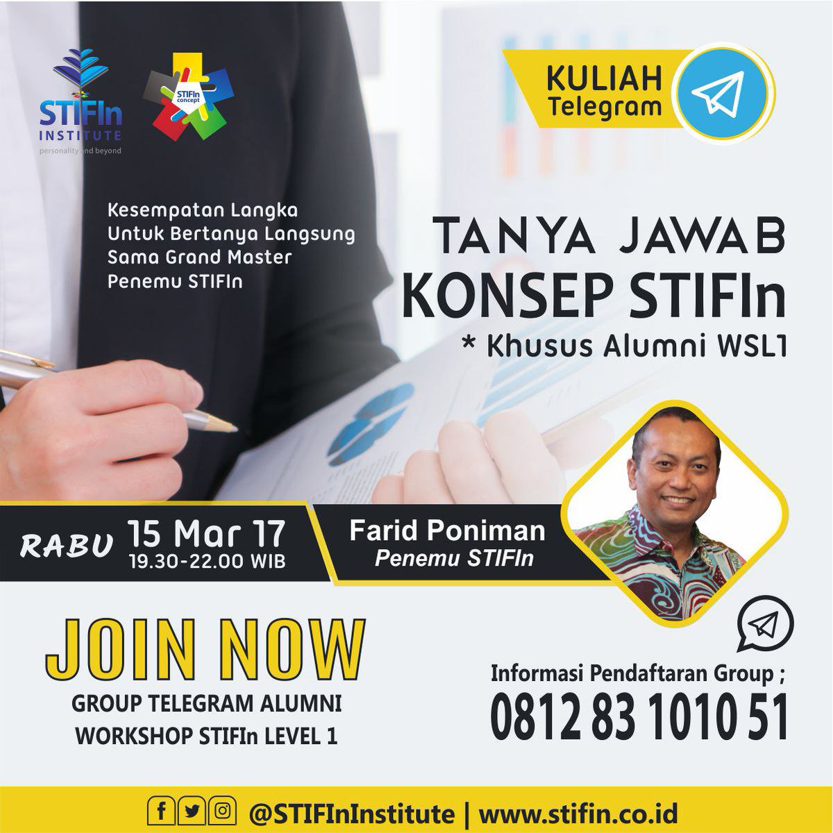 STIFInInstitute's tweet image. Join Group Telegram, Khusus Alumni Workshop STIFIn Level 1. Klik : goo.gl/RIjiPQ