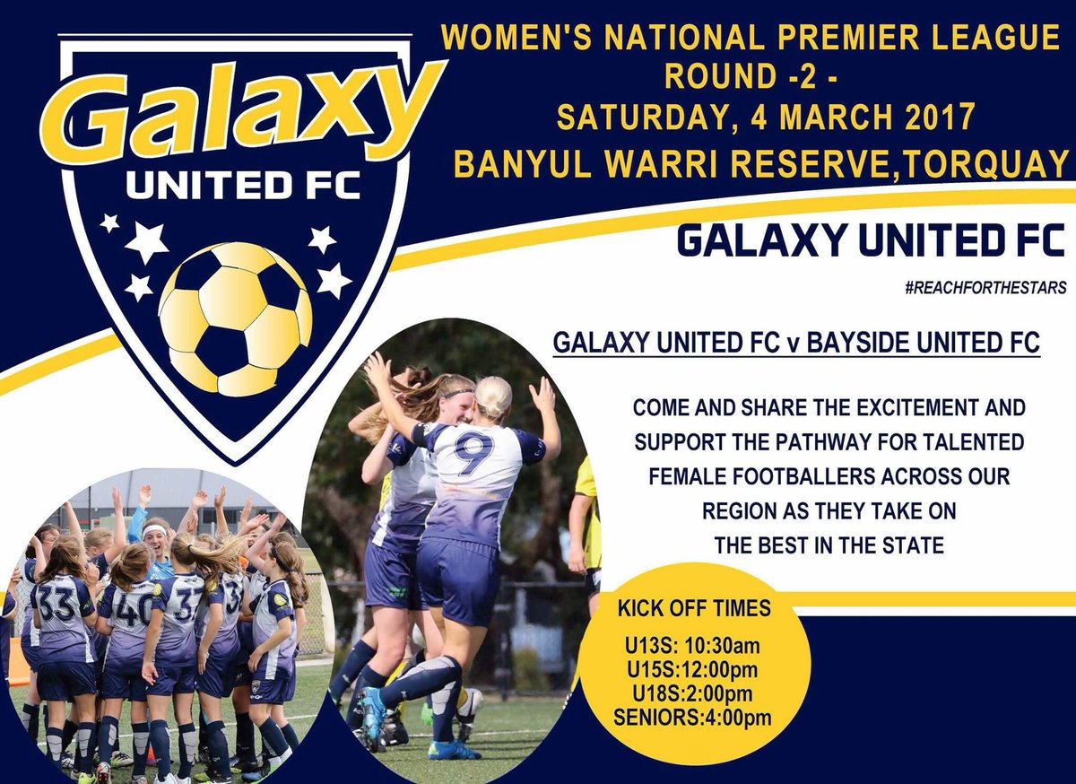 Get down to Torquay tomorrow #reachforthestars #galaxyunitedfc #baysideunitedfc