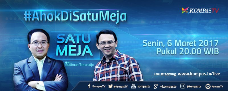 Seperti apa jurus Ahok di putaran kedua Pilkada DKI Jakarta? Ikuti dalam #SatuMeja sesaat lagi <a href="/bdm2502/">Budiman Tanuredjo</a> <a href="/basuki_btp/">Basuki T Purnama</a> #AhokDiSatuMeja