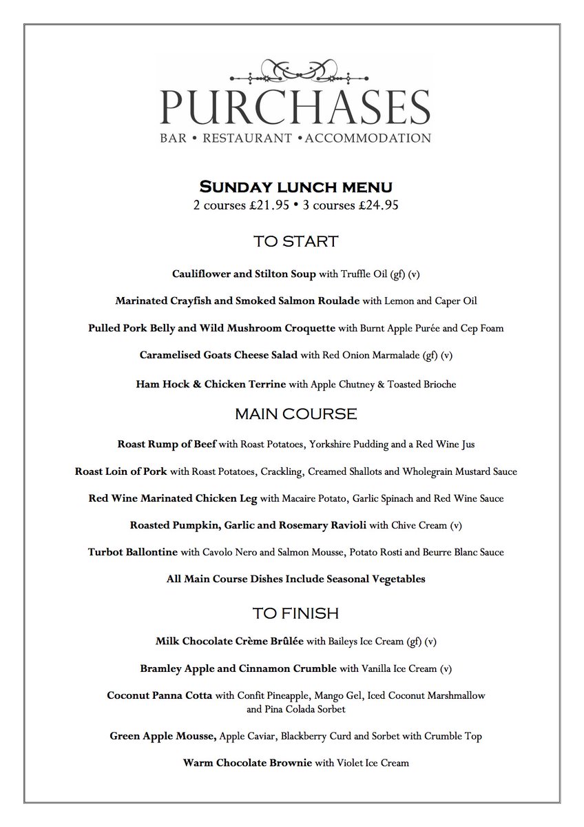 Nothing beats a roast dinner - especially when it's cold and raining. We're offering our delicious 3 course Sunday Lunch for just £24.95