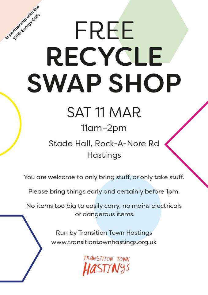 bargain_studio's tweet photo. ♻️ NEXT RECYCLE SWAP SHOP IS 11TH MARCH! ♻️
Organised by @TTHastingsUK for @EnergiseSussex's 1066 Energy Cafe, well worth checking it out! https://t.co/I0mOFVATdT