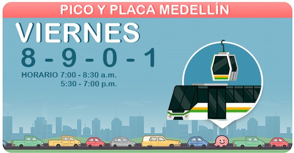 WazeCo's tweet photo. #WazeMedellín Recuerda el #PicoyPlaca para hoy en el Valle de Aburrá https://t.co/ECa2xK0pMp