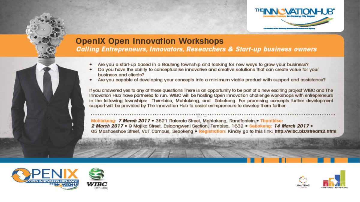 WIBCInnovation's tweet photo. Reminder! Register for @theOpenIX Workshops at https://t.co/mXX3ioL2aj is back on for the 9th of March 2017.@InnovHub #OpenIxChallenge https://t.co/CMVo0VTjeF
