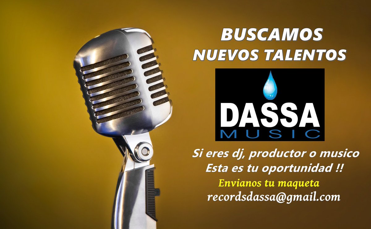 DASSARECORDS's tweet photo. Buscamos nuevos artistas ; si eres productor, musico o djs y crees que has creado una gran cancion, envíanosla a recordsdassa@gmail.com https://t.co/jVbipqjj8o