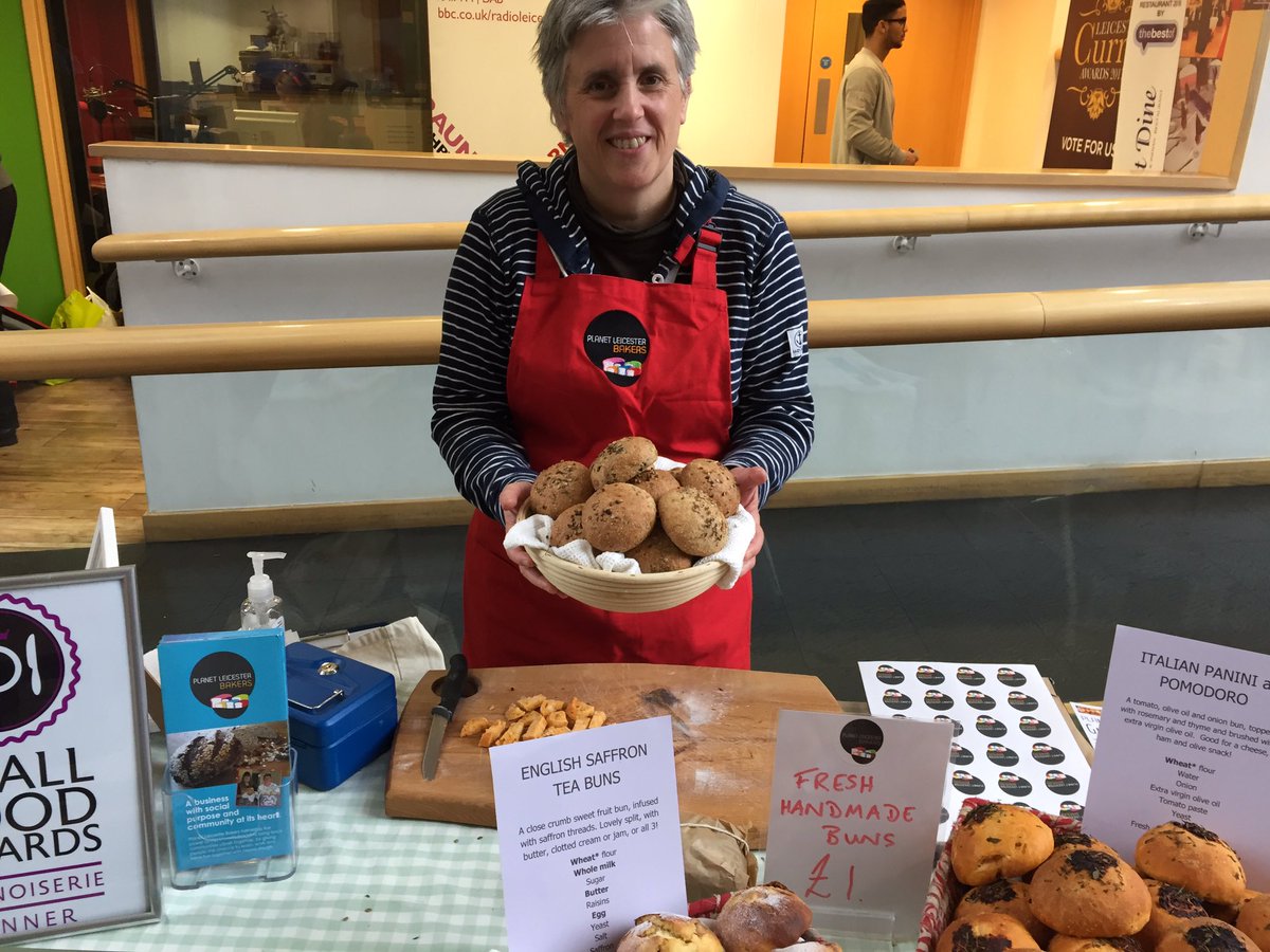 sophie_sandberg's tweet photo. #Leicester50StoryFest @PlanetLBakers is here to talk about her micro-bakery &amp; how she was #BackingTheBlues &amp; taste her homemade buns for £1! https://t.co/IhTjeKaeh4