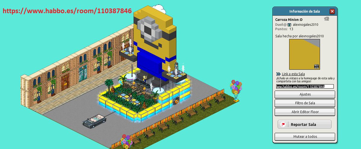 alexnogalesHB's tweet photo. Nombre de Sala: Carroza Minion :D
Creador: alexnogales2010
Link de sala: https://t.co/aYgqenR8e7 @ESHabbo #BuildersChallengeHB https://t.co/dvqXZDWimy