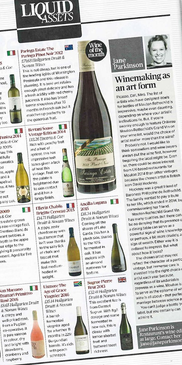 hnwines's tweet photo. Delighted to see so many of our partners included in the March issue of @RestaurantMagUK 🍷

Cheers @jane_parkinson 🥂 https://t.co/kg86XEvt7P