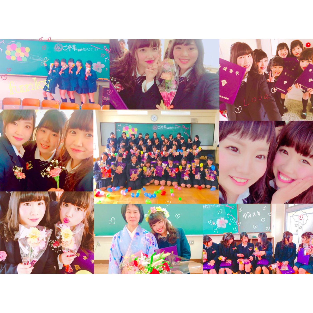 XuJ8MyImJ0SN2Nn's tweet photo. 高島高校卒業🎓🌸💓

涙が出るほど寂しい。って思えたのは３年生、後輩、バド部の大好きなみんなのおかげ（ ;  ; ）💓

恵まれた中で高校生活送れて、
みんなに出会えて本当によかった😭💕

高島高校に来に来てかったです。

本当にみんな大好き。ありがと😭❤️ https://t.co/3KJsVpZdd4