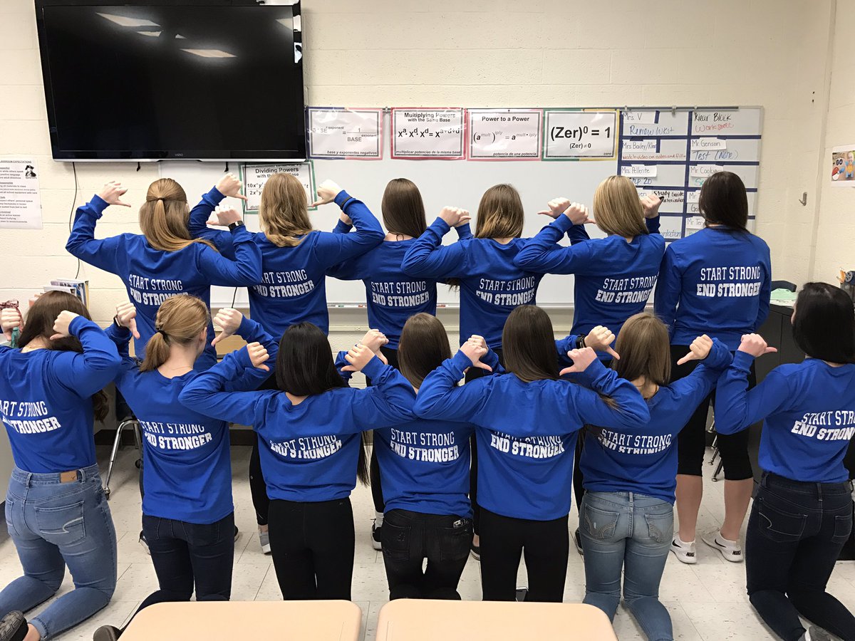 AWHS_Cheer's tweet image. Thank you Tracey and Shimmered Gifts for the AWesome T-shirts! #StartStrongEndStronger 💙🔥