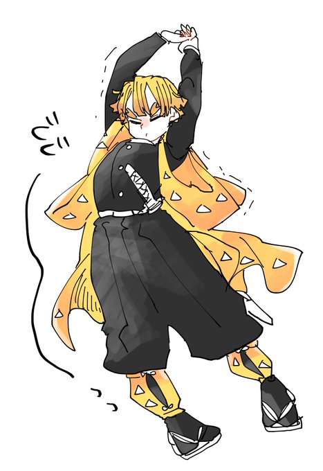 ねこはさんがTwitterに投稿した我妻善逸(鬼滅の刃)のイラスト。