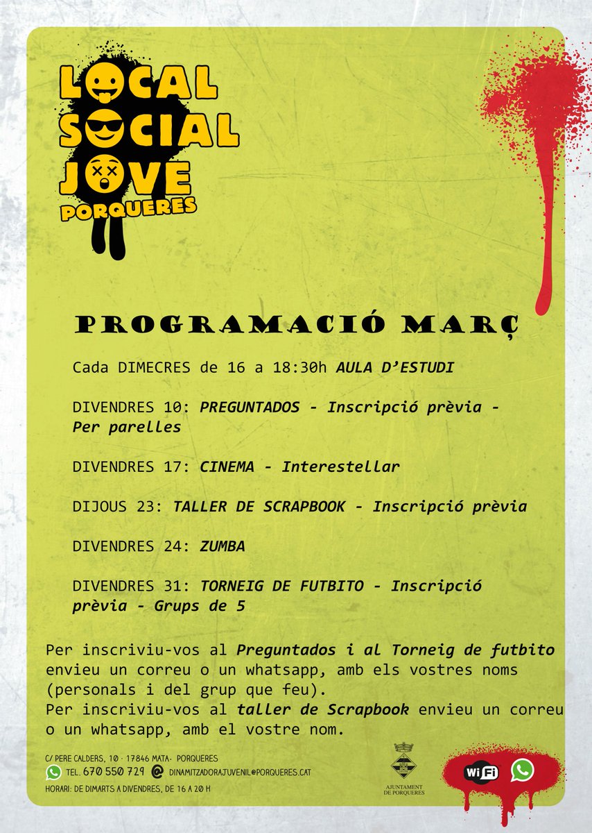 El <a href="/LSJPorqueres/">Local Jove Porqueres</a> ja ha anunciat les activitats d'aquest mes! ♥ Preguntados, cinema, scrapbook, zumba, futbito... #plaestany #jove