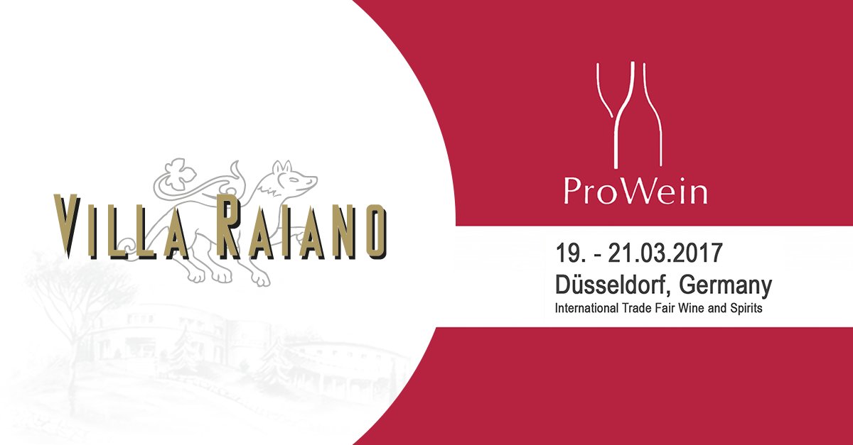 Dal 19 al 21 marzo 2017, <a href="/villaraiano/">Villa Raiano</a> sarà presente a #ProWein nella città di Düsseldorf ➡ ow.ly/9DXL309xSZp