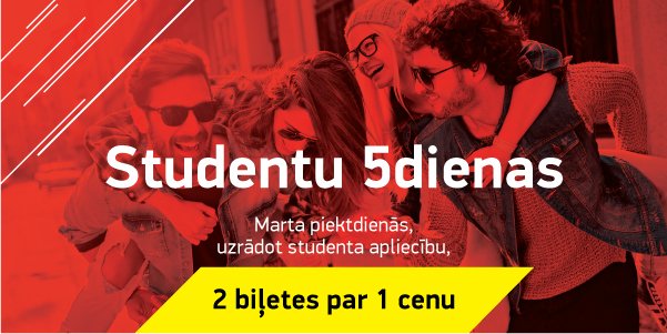 Piektdienās studenti uz Cinamon steidz! Studentu 5dienās 2 biļetes pērc par 1 cenu. Apskati aktuālo repertuāru šeit: bit.ly/2mOul4