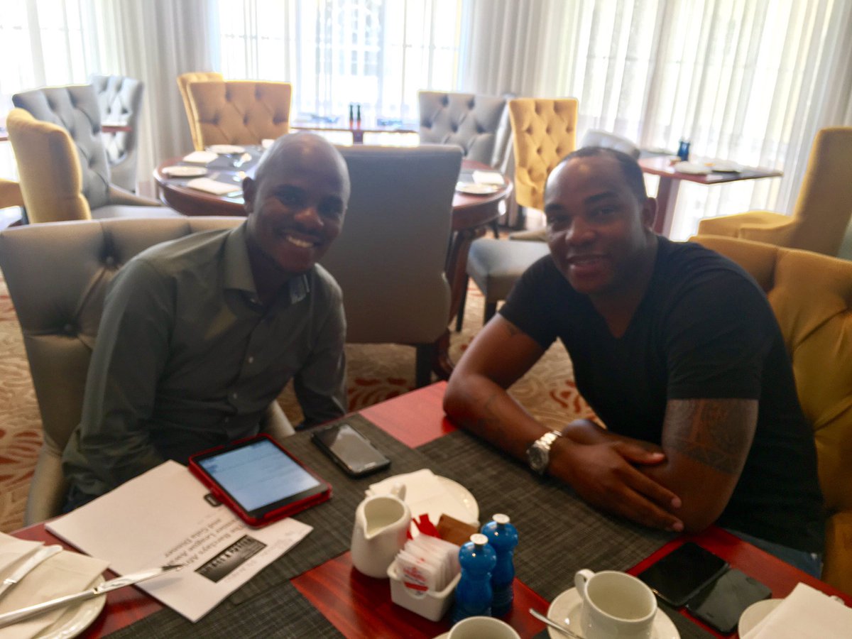 bennimccarthy17's tweet photo. Chilling with my man @thomasmlambo getting ready for @BarclaysAfrica #PremierLeagueAwards tonight! ⚽️ https://t.co/z9G1ji1sW1