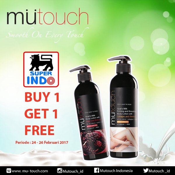 mutouch_id's tweet photo. Buy One Get One Free Mutouch Body Lotion Collagen dan Pearl and Mulberry Periode promo : 24 Februari 2017 - 26 Februari 2017 #PromoMutouch https://t.co/0SEzI5ZpDG