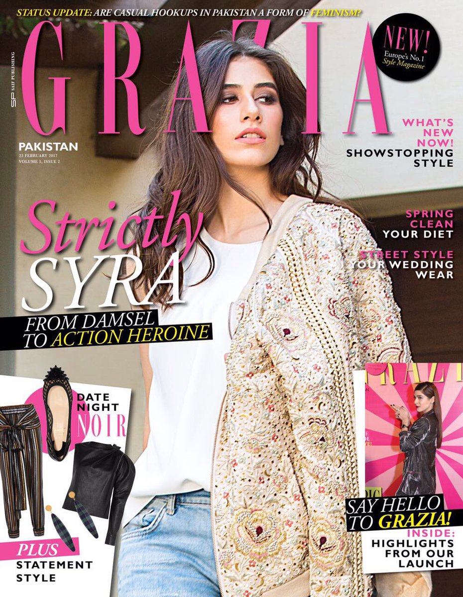 graziapak's tweet image. Second issue #onstandsnow featuring @SairaShahroz in @ShehlaChatoor #graziapak #secondissue