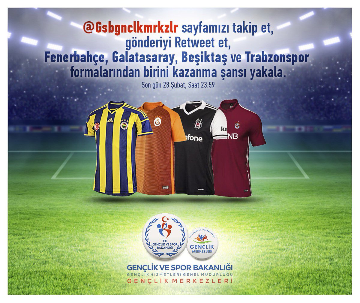 GSBgenclik's tweet photo. 🎁 Bu tweeti RT edip hesabımızı takip edin, takımınızın formasını kazanma şansı yakalayın! 👊🏽 Son gün 28 Şubat !!! 😎⚽️ https://t.co/zPXsLzVR1j