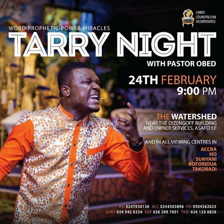 ChristCosmoInc's tweet photo. #TarryNight!
#PastorObed!
#Word&Prayer!
#Miracles&Prophecy!
#YouAreNextInLineForAMiracle!
#SpreadTheWord! https://t.co/joouHRqAJC