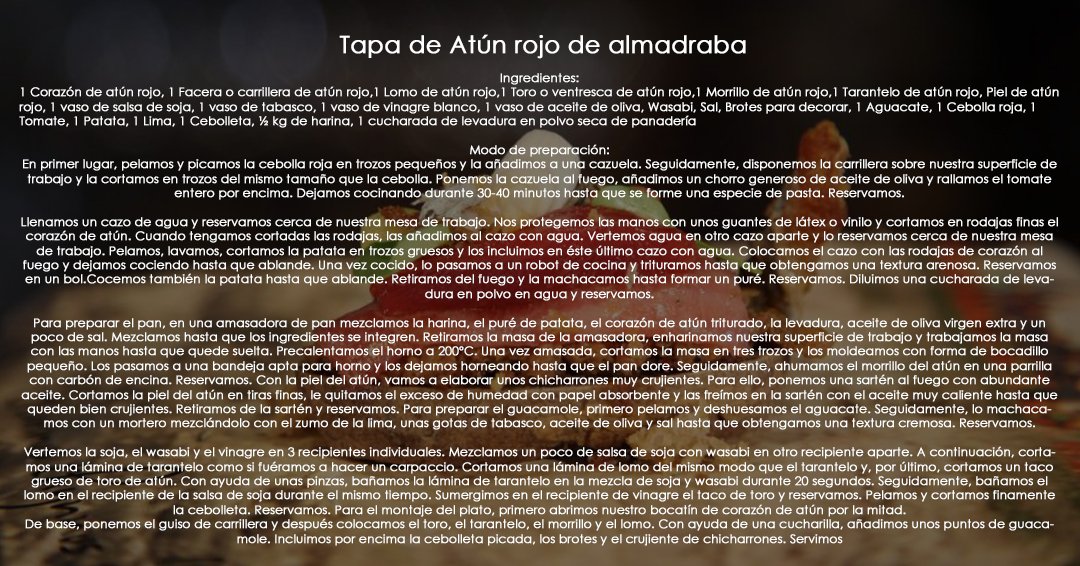 dorigenmadrid's tweet photo. Hoy os traemos una exquisita receta para preparar atún rojo de la almadraba #dorigenmadrid #recetas #food #ricorico #telemadrid #madrid https://t.co/zSCy4bmOXY
