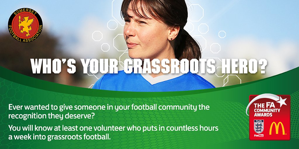 SomersetFA's tweet photo. Nominate your grassroots hero today for the recognition they deserve! #fa #facommunityawards 🔗 https://t.co/PDGVXI4tOw https://t.co/xPlAesk5zF