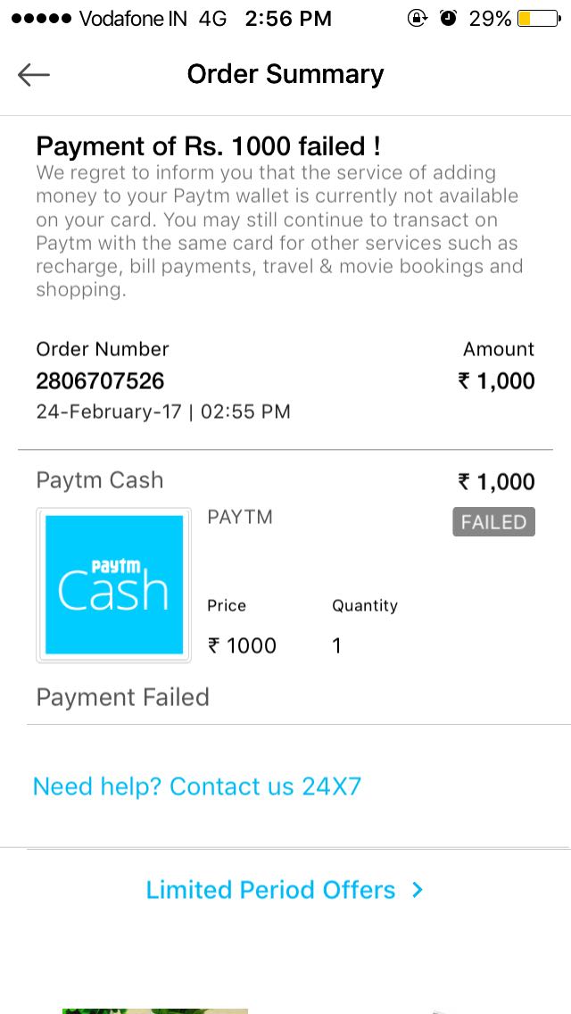 pavansabnis's tweet photo. @Paytm Payment getting failed continuously , is it a time to shift to other wallet ? @vnrrahul https://t.co/pQvrkn2sHG