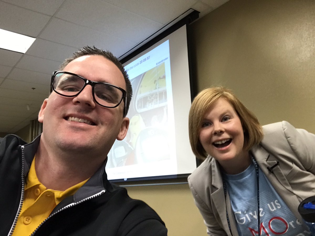 bmos's tweet photo. Live presentation selfie with @NicholeLemmon #MOCanvas @CanvasLMS @SPS_Online @BeltonSchools https://t.co/kq8f0gfyzW