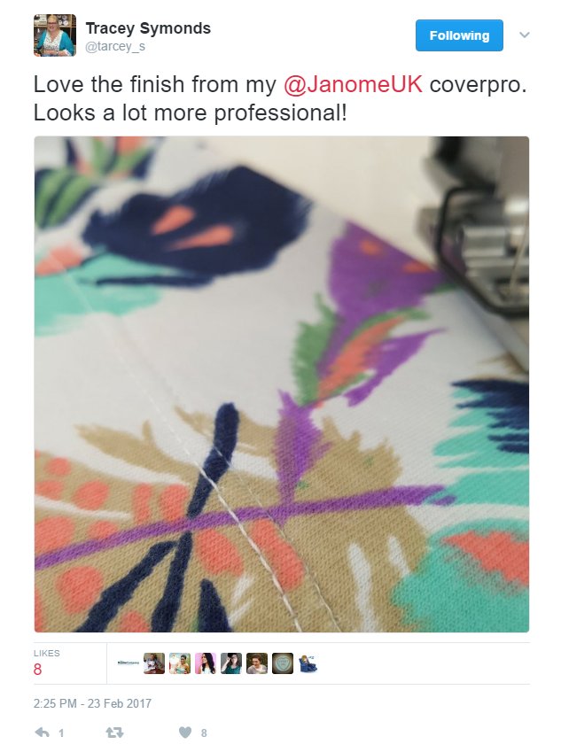 JanomeUK's tweet photo. Our picture of the day. Thanks Tracey – we love the #coverpro too! 😍@tarcey_s https://t.co/pSuEwhmqM2