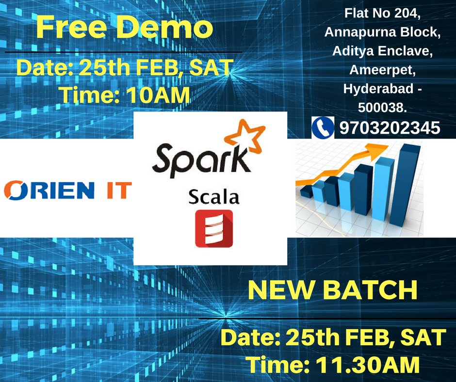 Orien_IT's tweet image. Free #SparkandScala Demo on 25th Feb, SAT 10 AM
&
New Batch for Spark and Scala on 25th Feb, SAT at 11.30 AM - #ORIENIT
