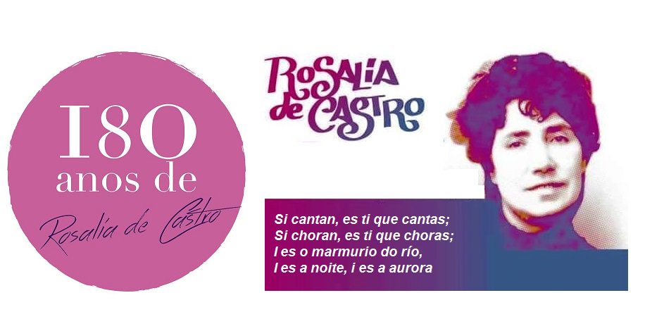 Si cantan, es ti que cantas;
Si choran, es ti que choras;
I es o marmurio do río,
I es a noite, i es a aurora
 #DiaDeRosalia
 #Rosalía180