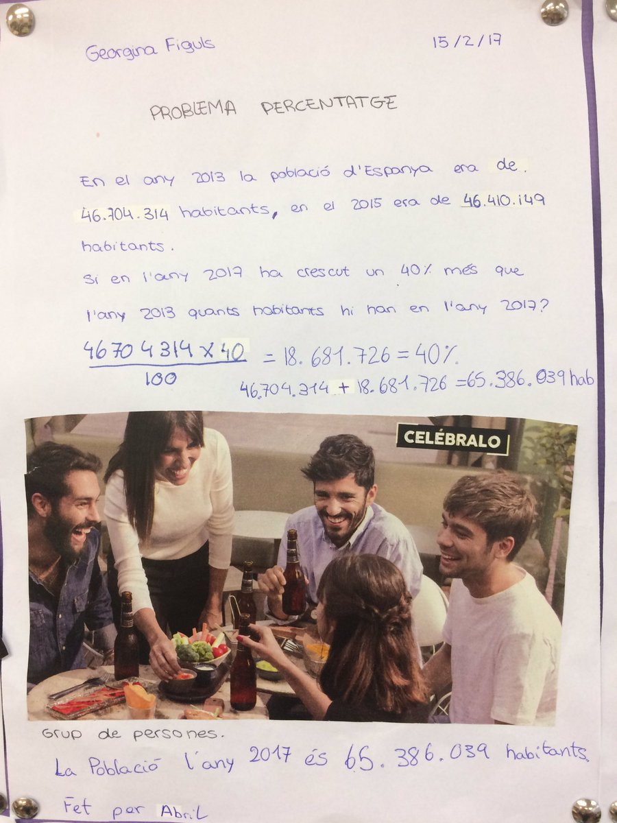 SanperaTorras's tweet photo. #invertir les coses per ser més competents. Inventar-se #problemes #resoldre en grup #percentatges #6è https://t.co/Y8d9wNzOoA