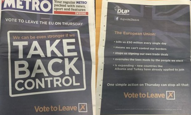 According to an invoice filed with the Electoral Commission, the DUP's unprecedented four-page wraparound Metro advert in GB cost £282,000.