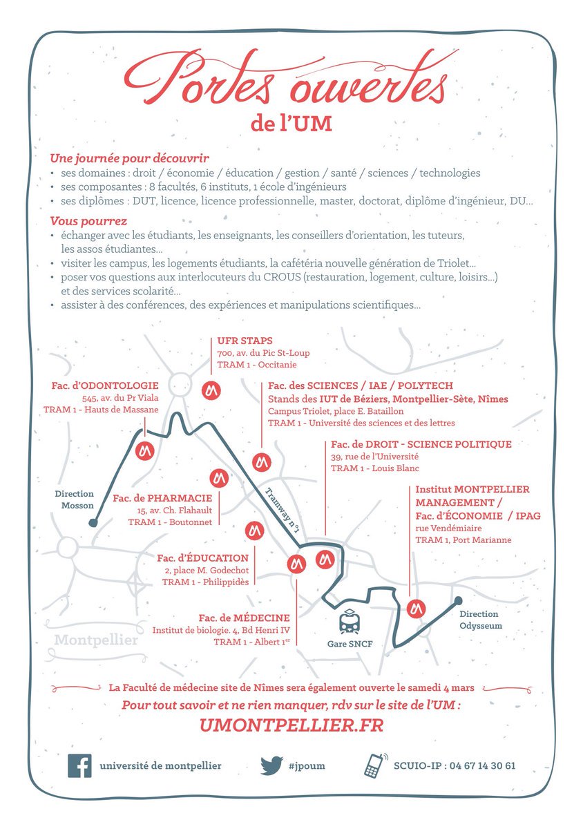 umontpellier's tweet photo. #jpoum Samedi 4 mars Journée #PortesOuvertes de @umontpellier Tour des Formations, débouchés et horizons possibles >https://t.co/e8XGhXVhzi https://t.co/9unev6KYFI