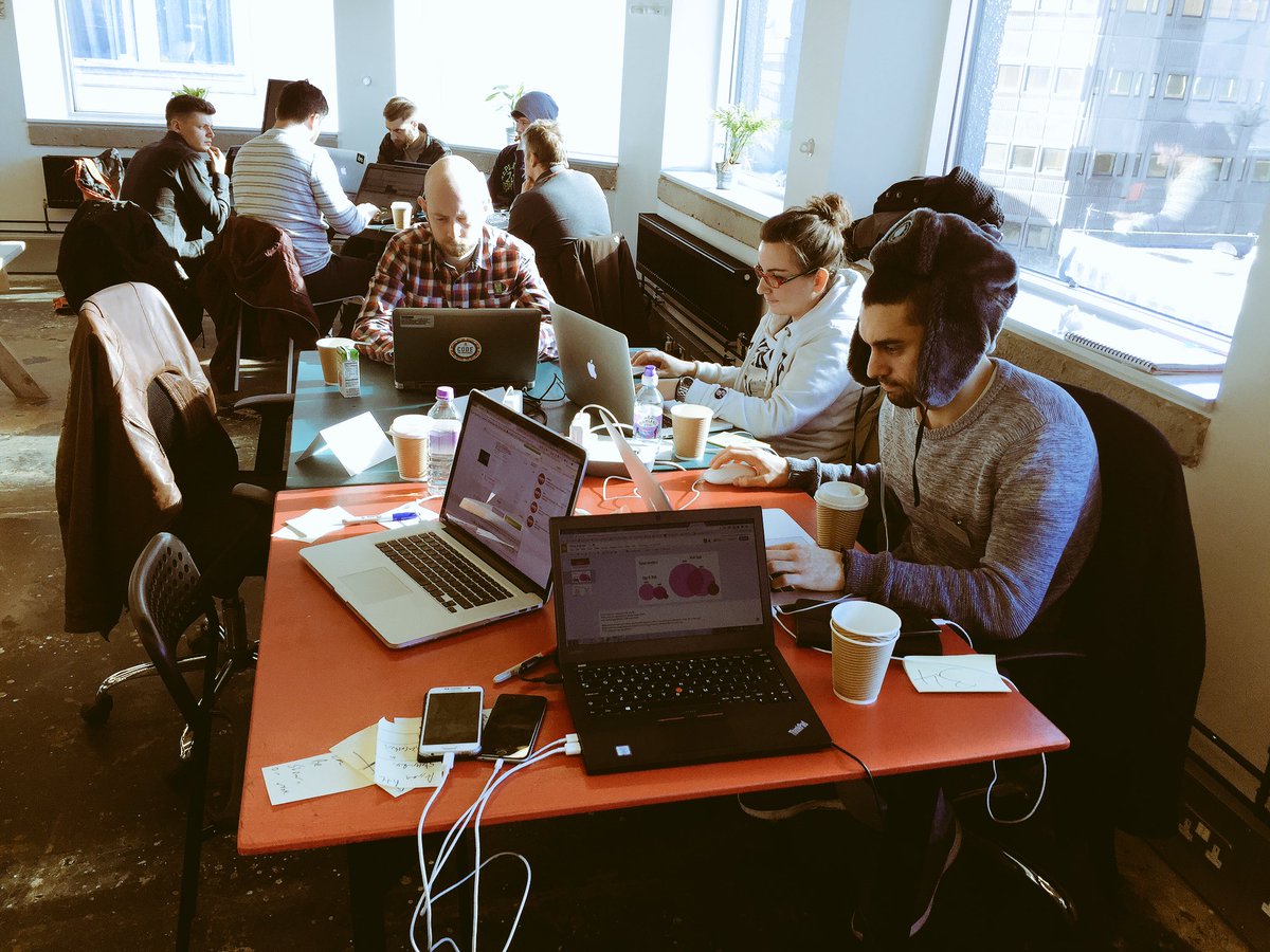 VeryUX's tweet photo. Prototyping, guerilla testing, pitch writing, with a fair bit of fußball thrown in. #sdhack https://t.co/FYgbVNSRc2