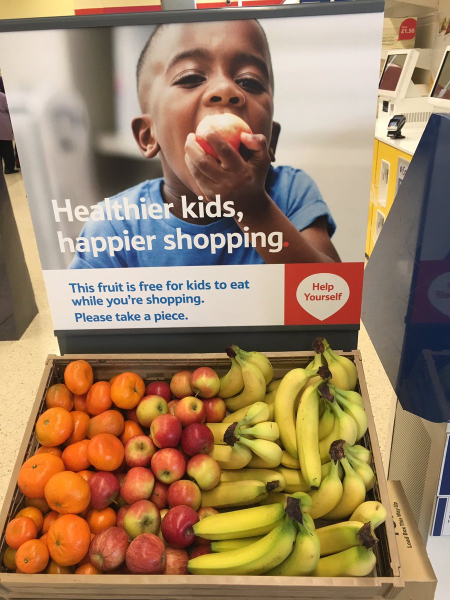 Free fruit for children all day every day at Tesco Abergele.