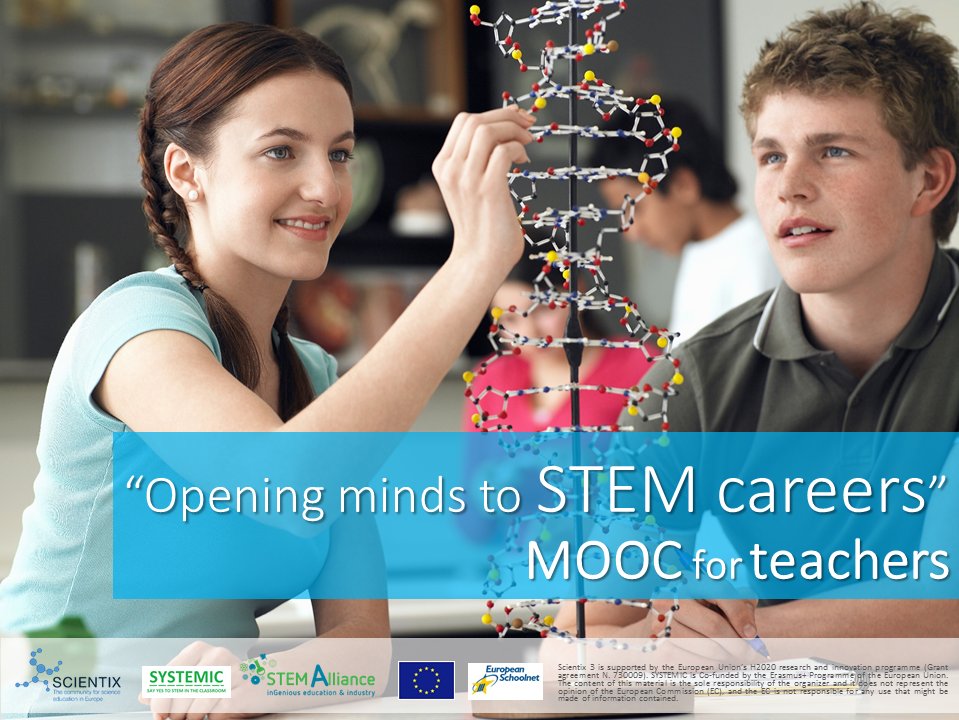 ABacnik's tweet photo. Scientix organizira spletni tečaj MOOC: Opening minds in stem cariers #STEMcareersMOOC Začetek 3. aprila. Prijava: https://t.co/UPJaYQuvA5 https://t.co/qQA9jULirq