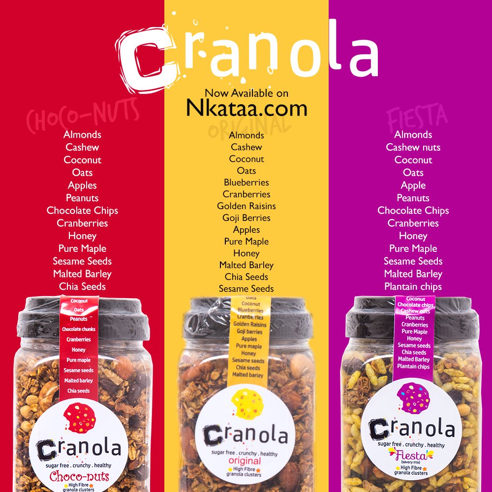Nkataaonline's tweet photo. Introducing....
The best Granola clusters in town by @Clarascornerng 
All this yummy goodness is now available on https://t.co/mOlCKXOiuM https://t.co/CPy8XRE2DO