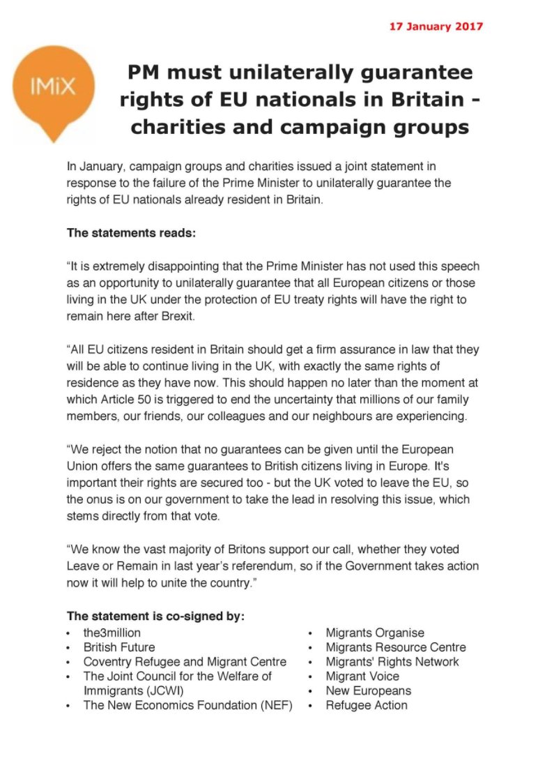 the3million's tweet image. Did you know? All leading organisations of UK citizens in the EU &amp;amp; Migrants groups are supporting our demand for unilateral guarantee?