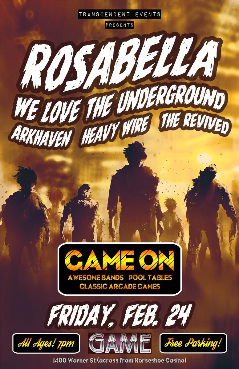 ArkhavenBand's tweet photo. ICYMI: This is tonight! Come on out to Game and throw down with us and then let us own you in air hockey ;)
Tickets: https://t.co/kQCxb3Pzju https://t.co/1OTyPhyl7b